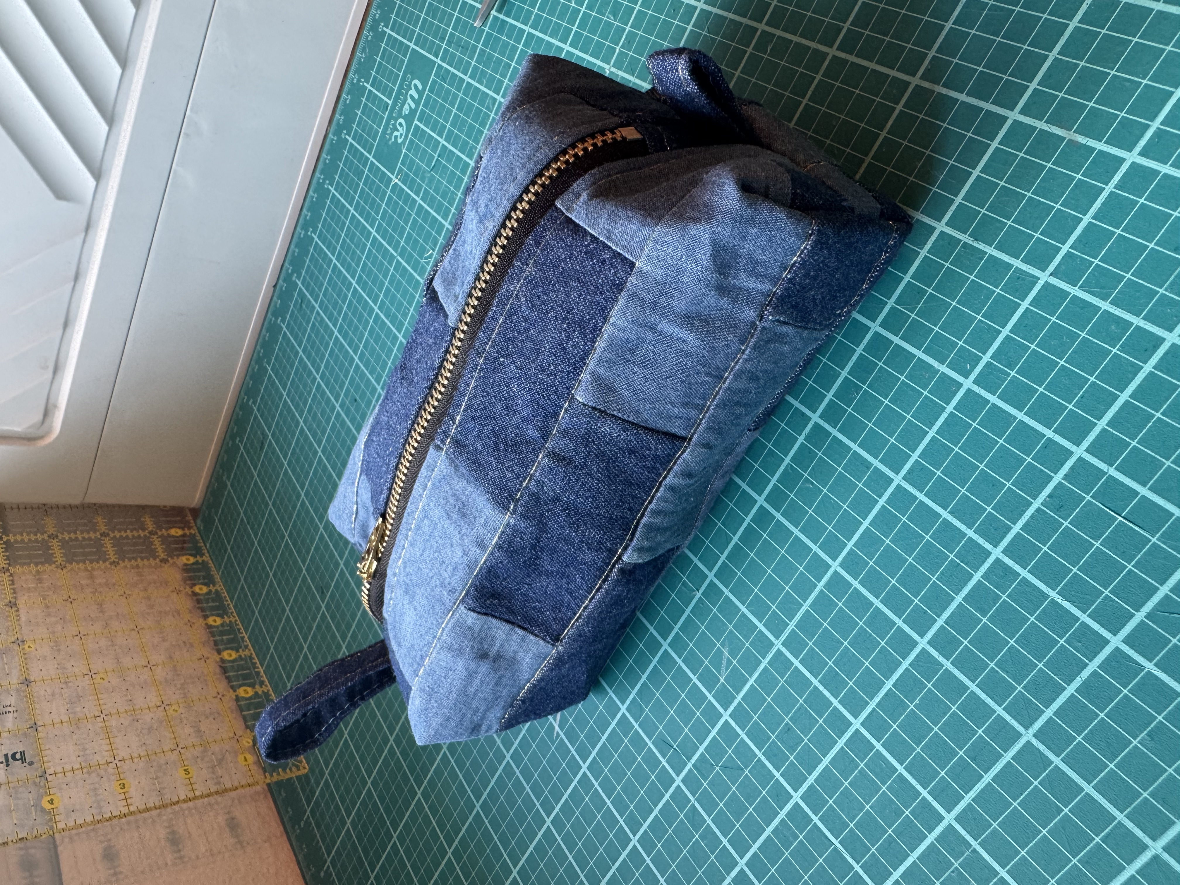 Custom repurposed denim patchwork and upcycled textile designs