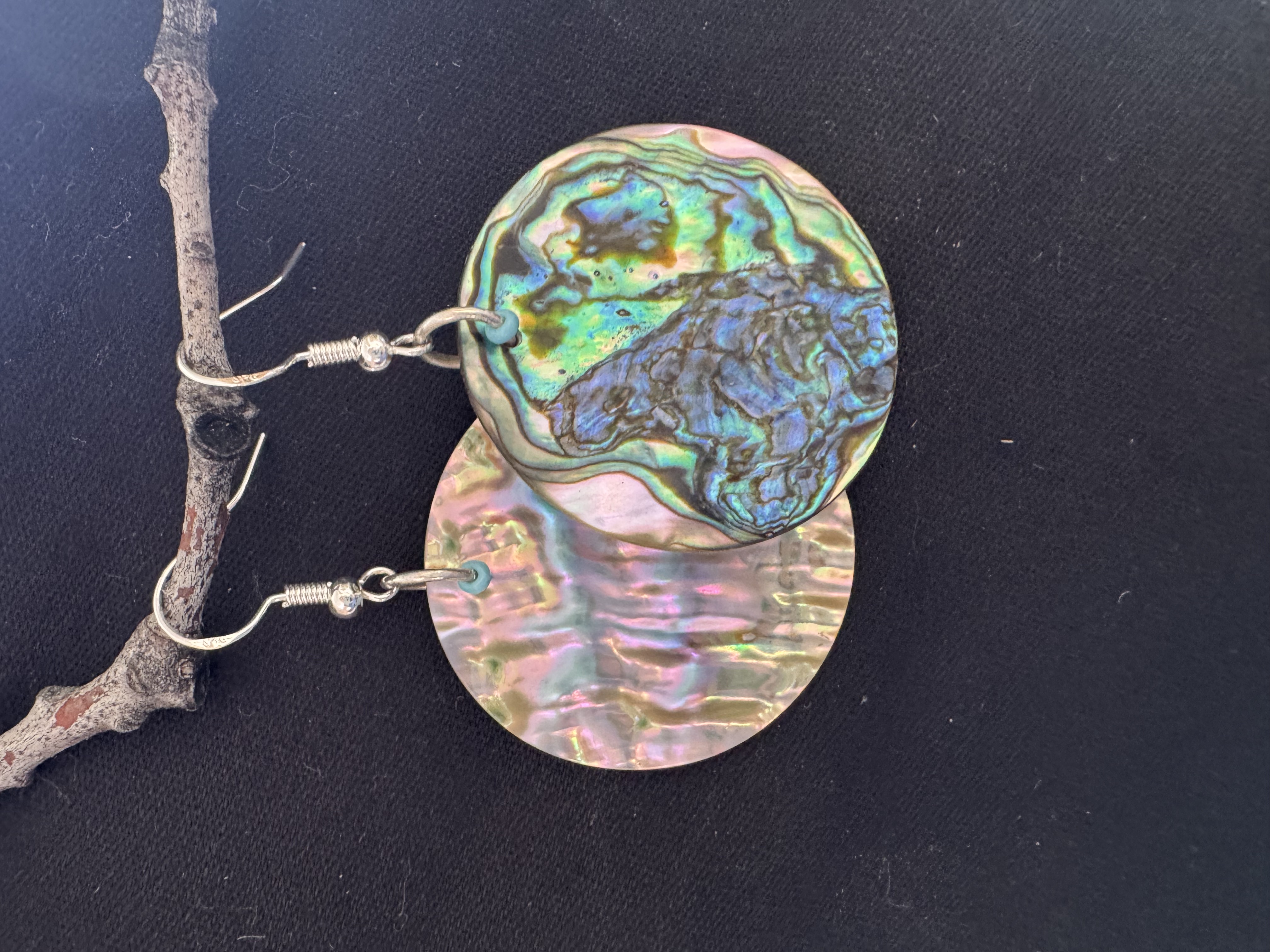 Abalone disk earrings thumbnail view 3
