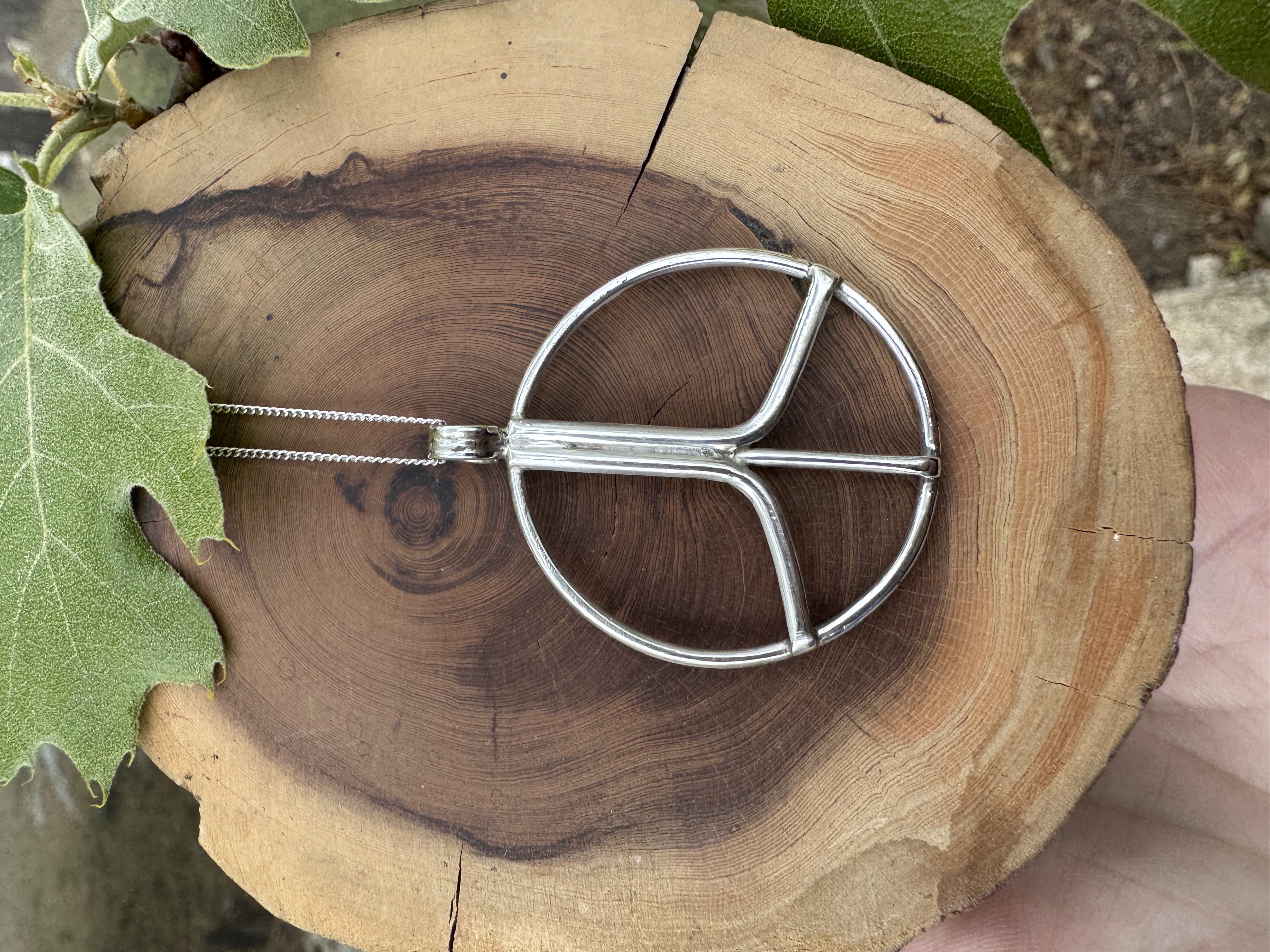 Small peace sign sterling silver necklace