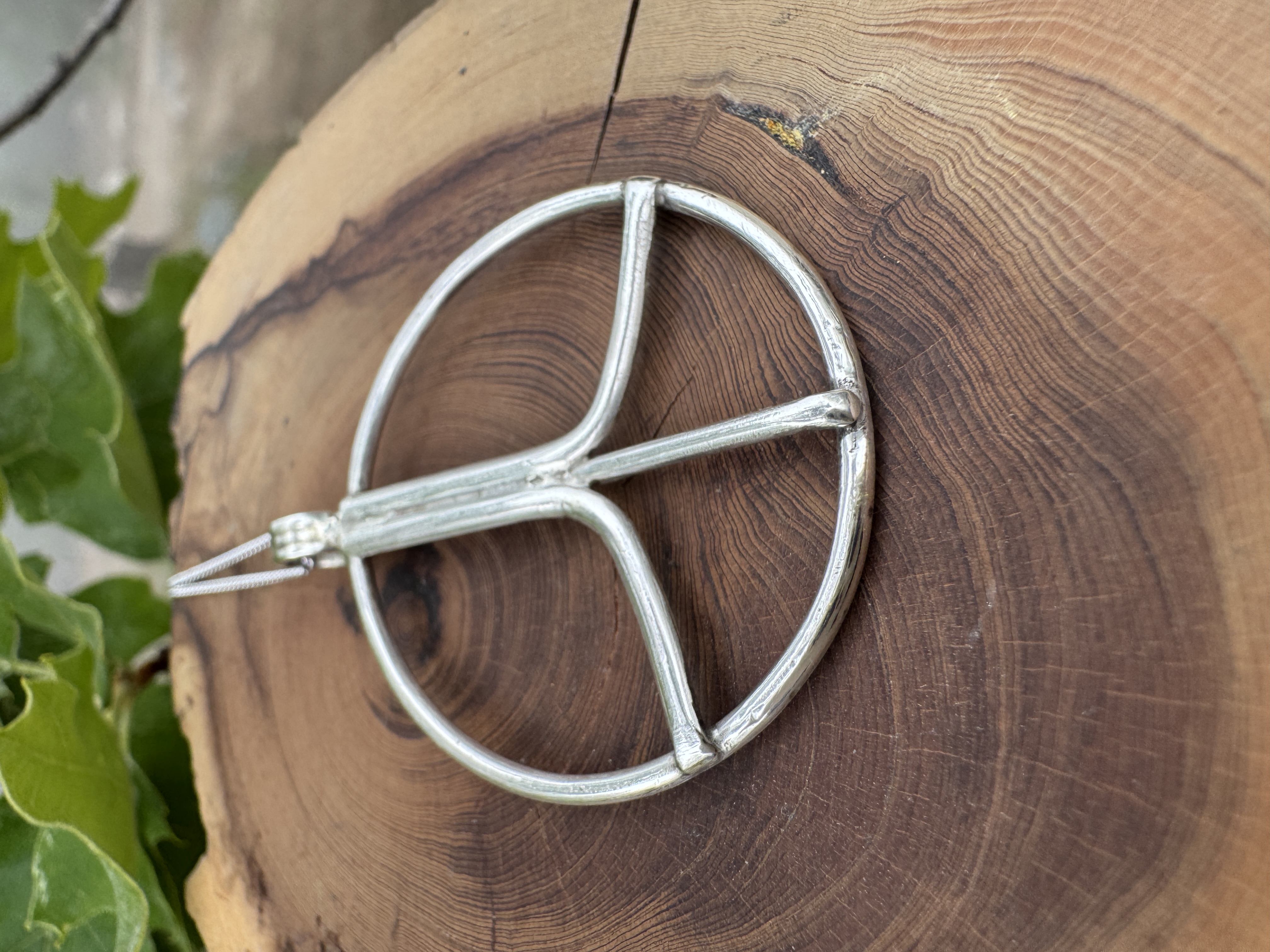 Small peace sign sterling silver necklace view 2