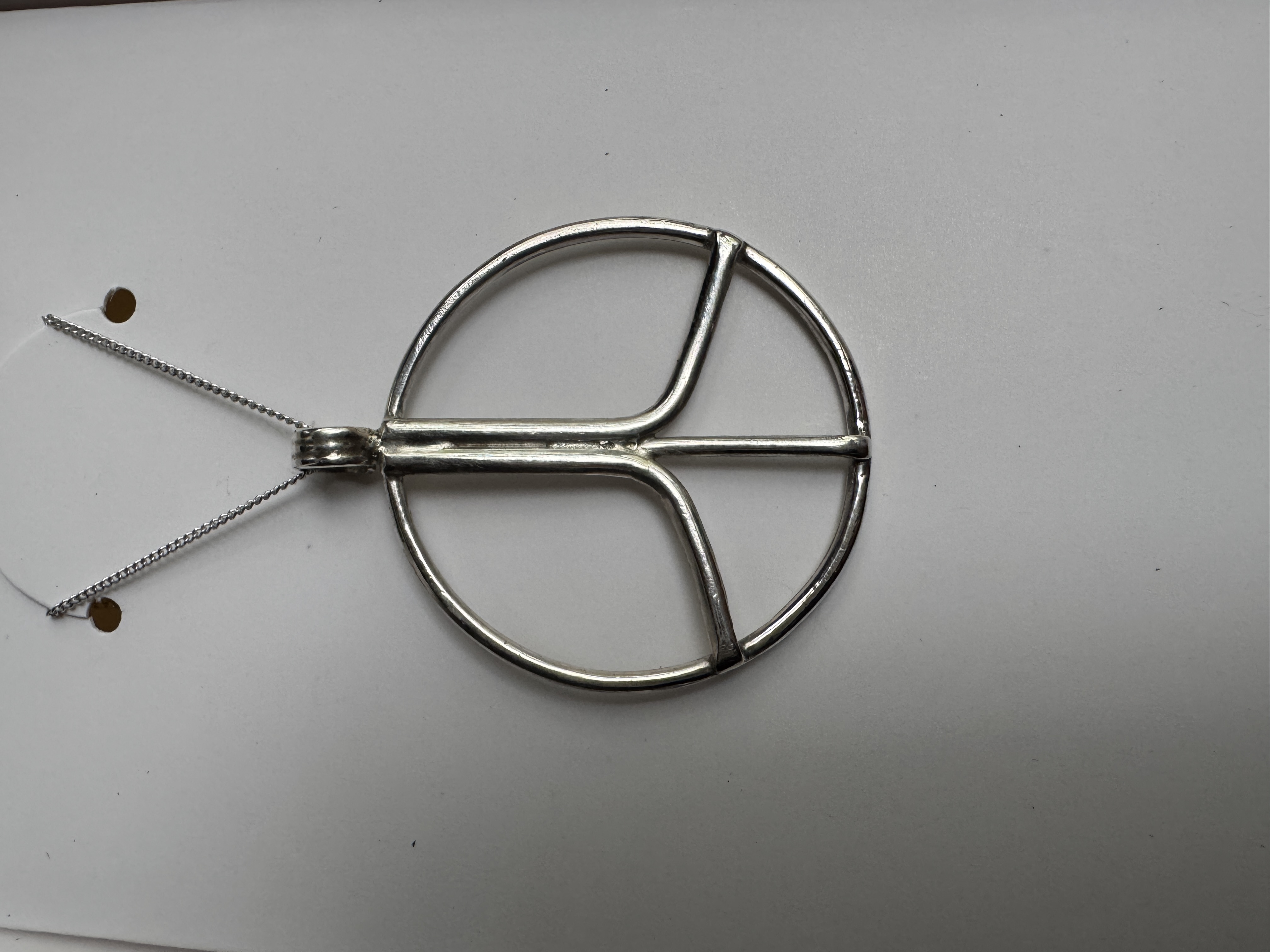 Small peace sign sterling silver necklace view 3