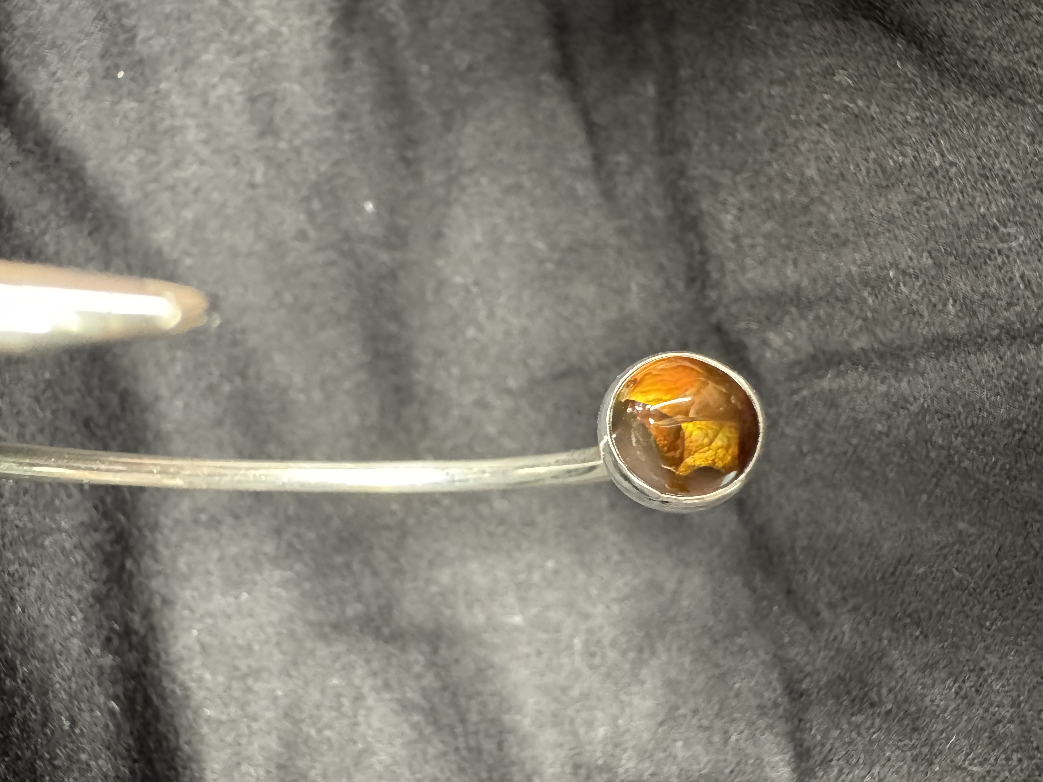 Fire agate silver cuff view 4