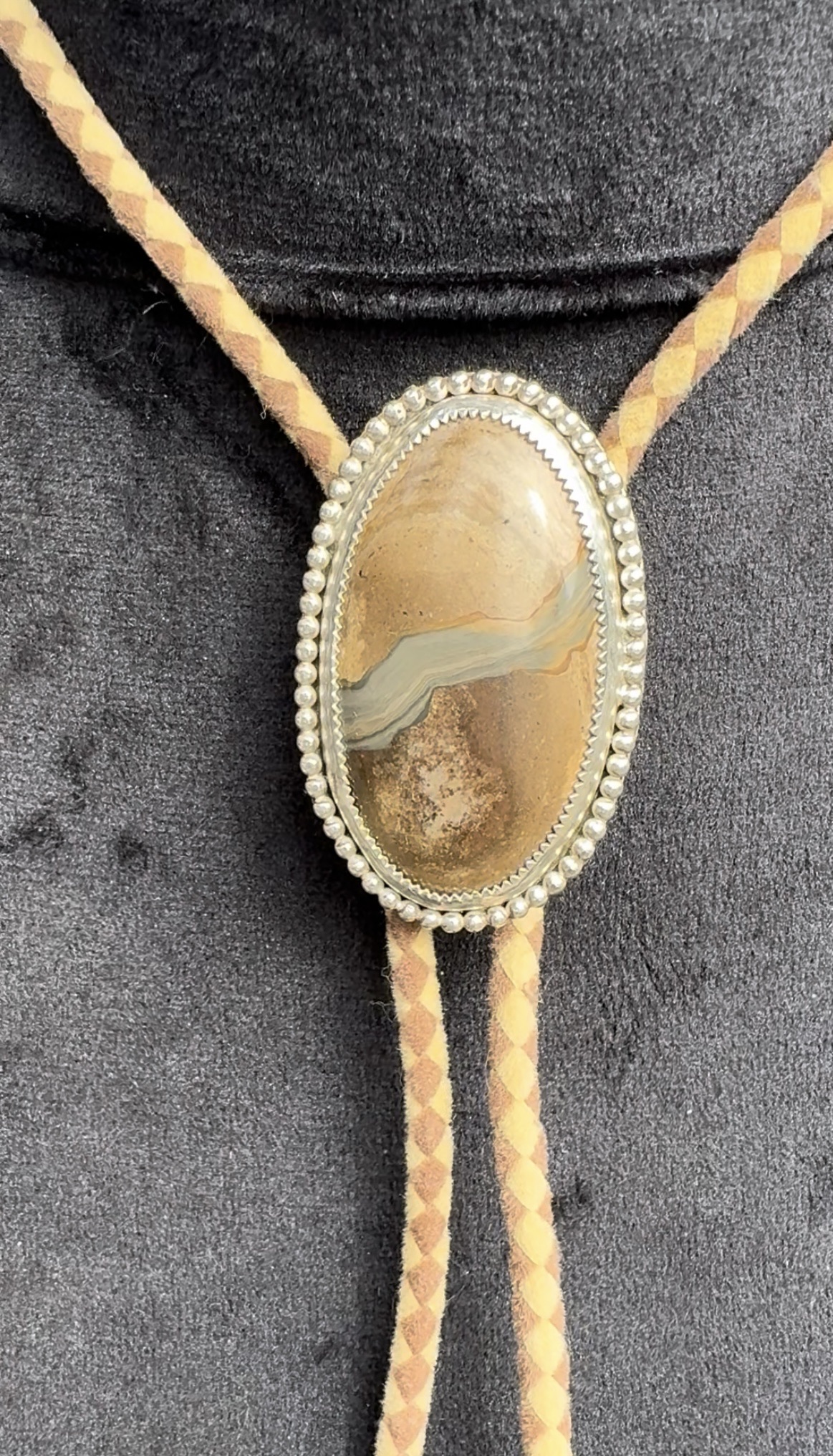 Beach stone bolo tie view 2