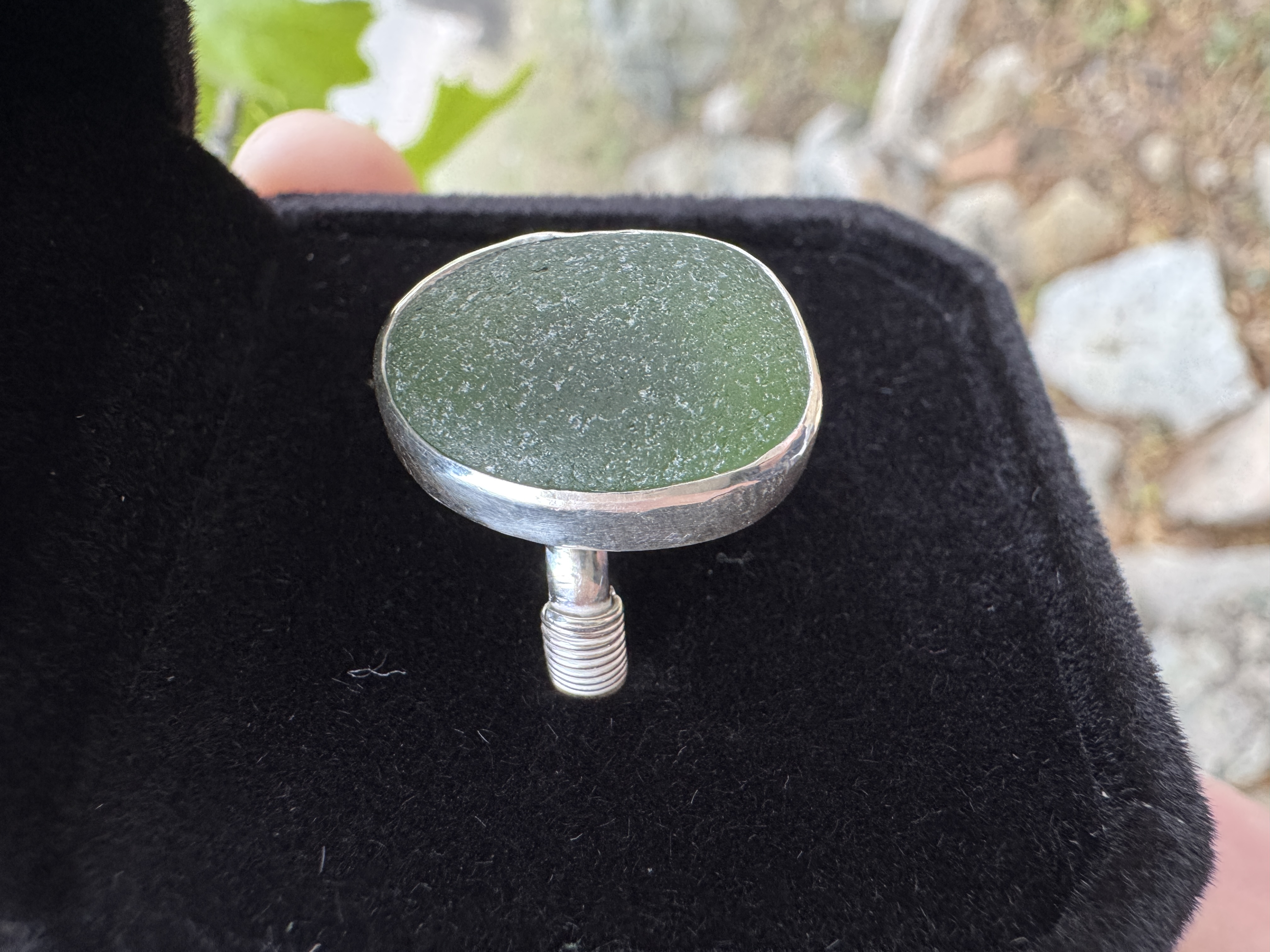 Abalone shell ring view 3