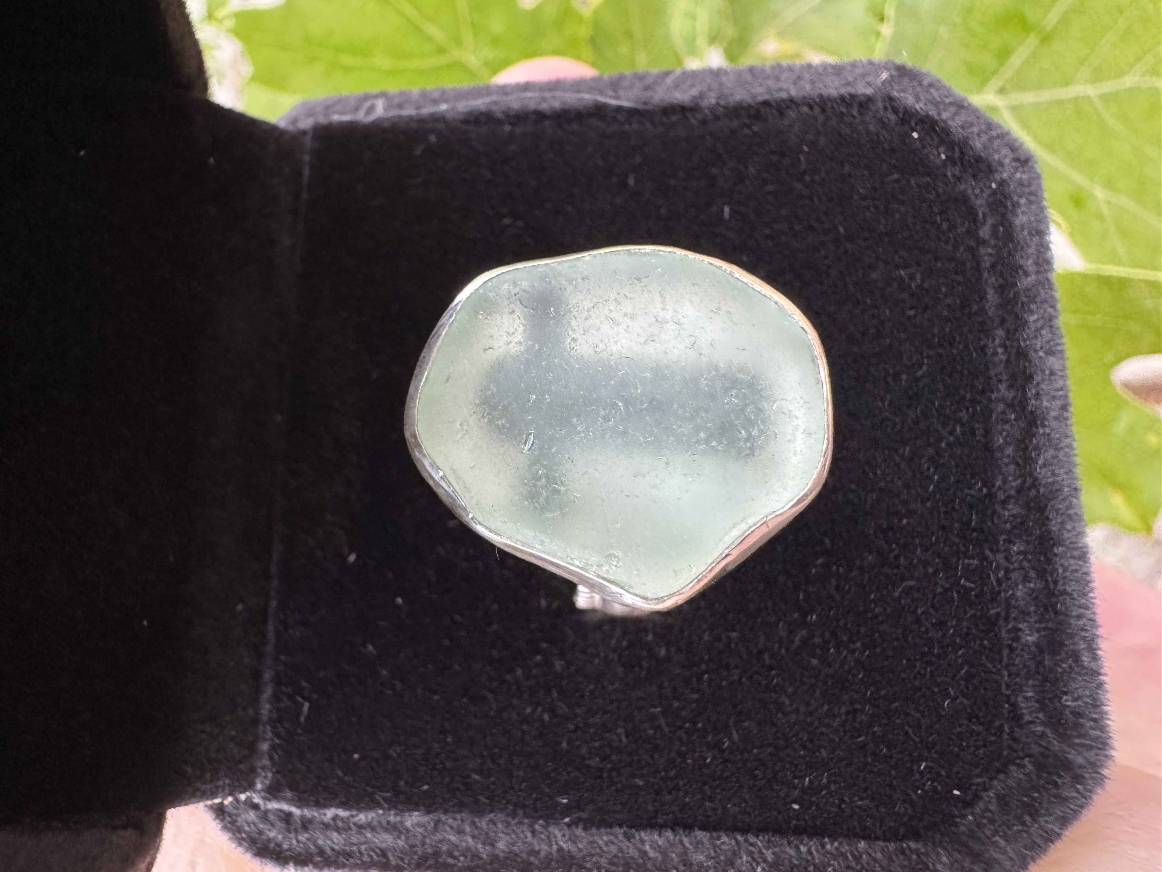 Carved Cross Seaglass Ring view 2