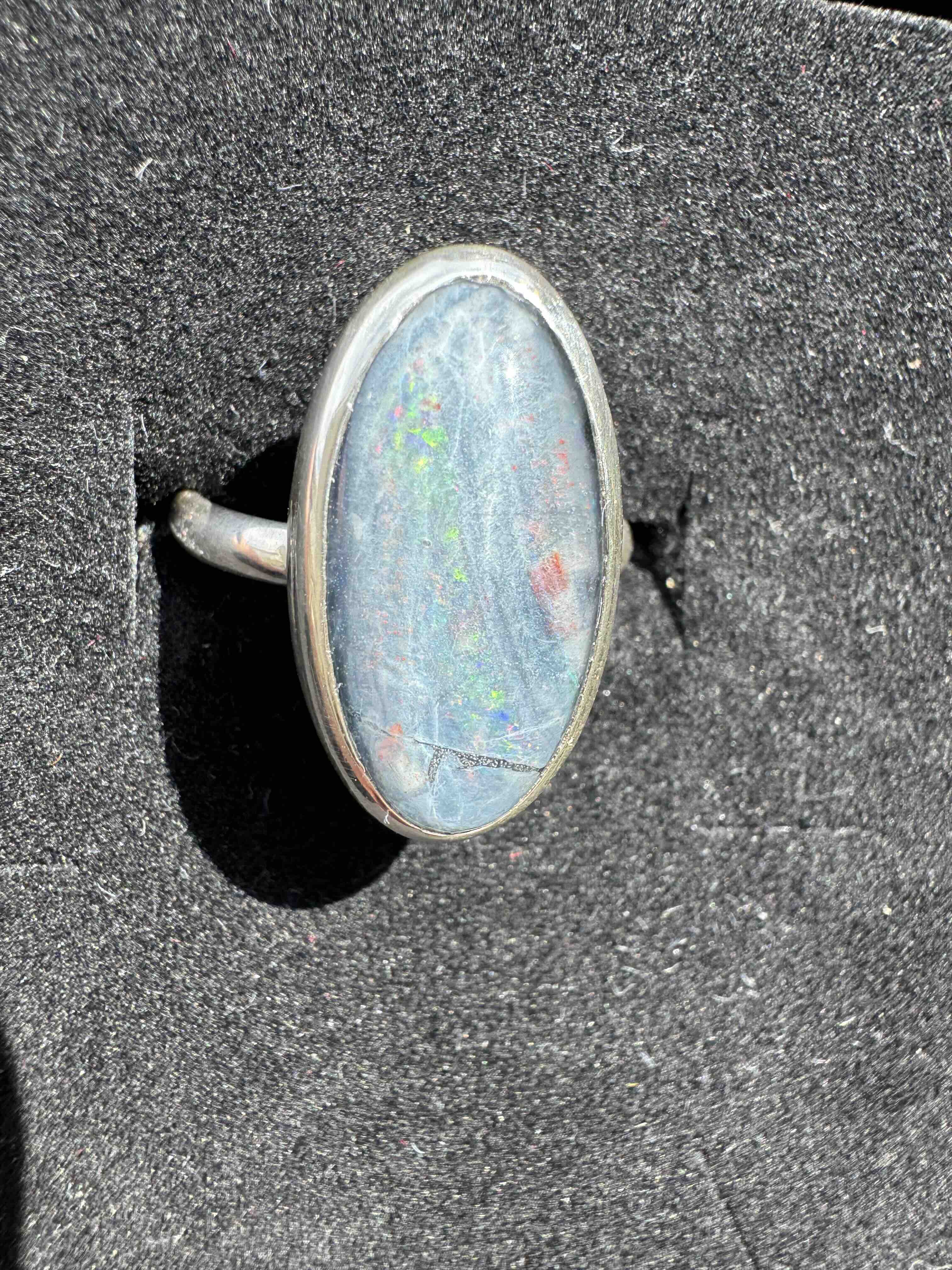 Oval Opal Triplet with Sterling Silver Band
