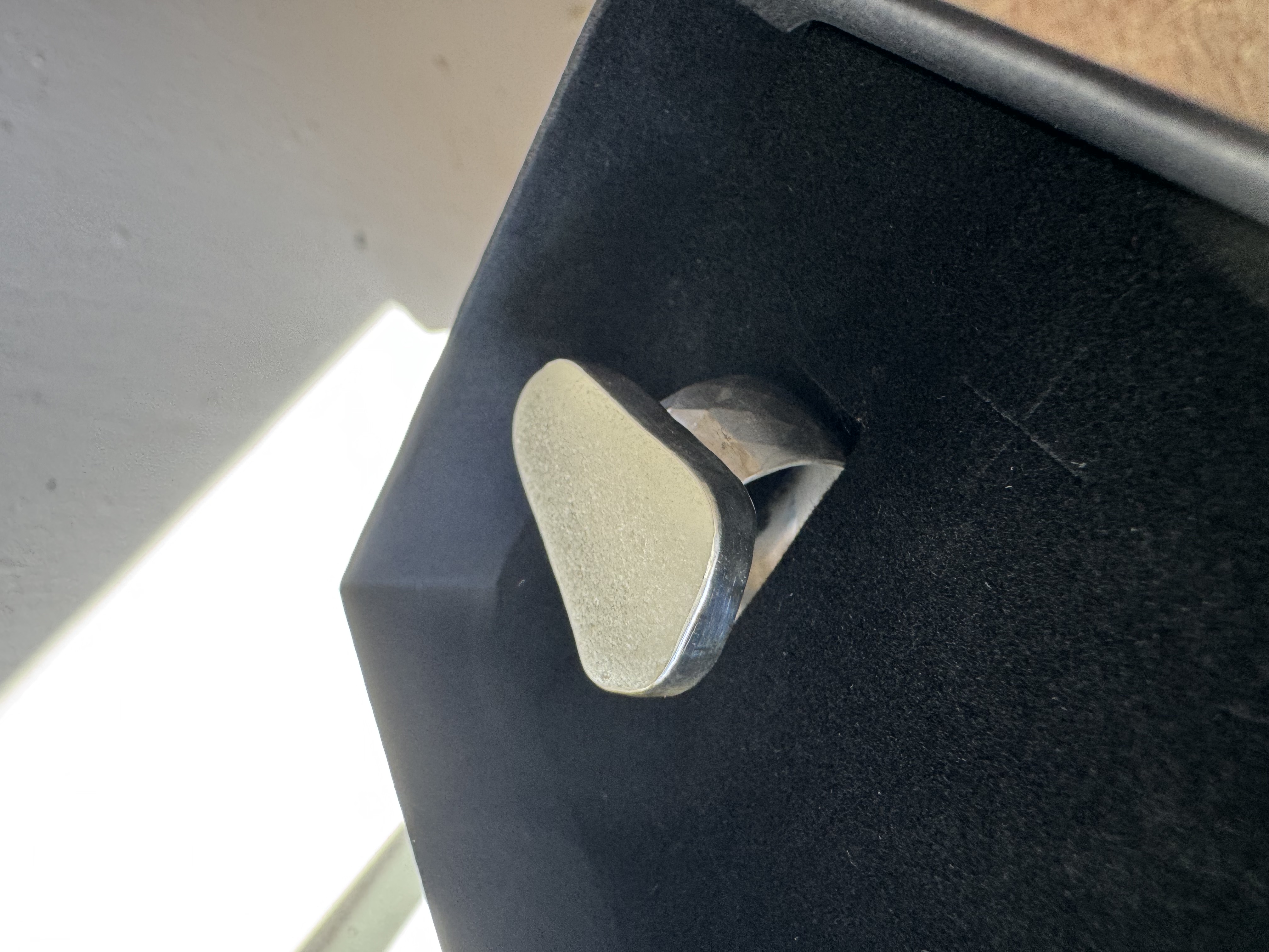 Wide band white sea glass ring view 3