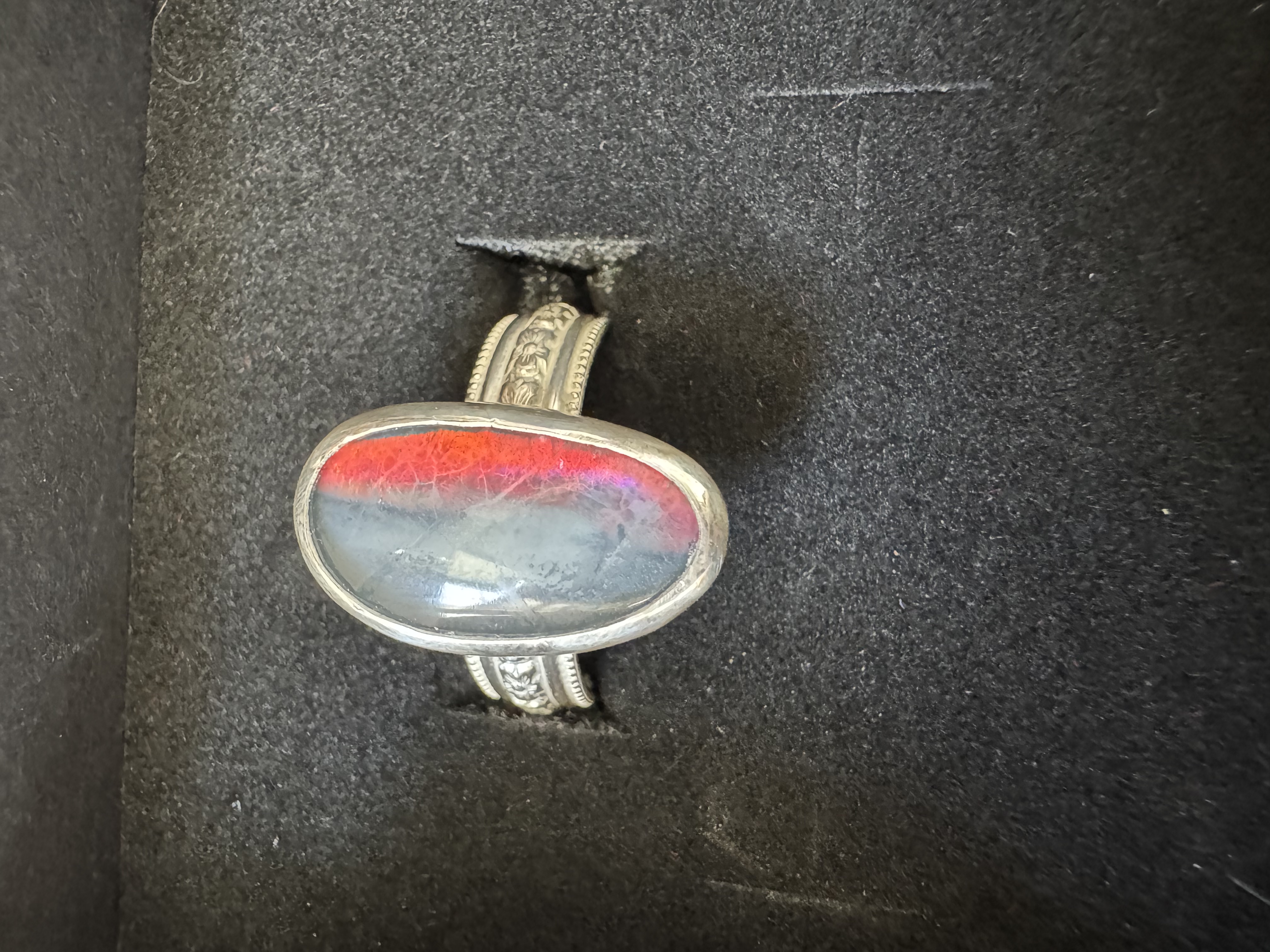 Freeform Custom Fire Opal Triplet Luxury Sterling Silver Ring