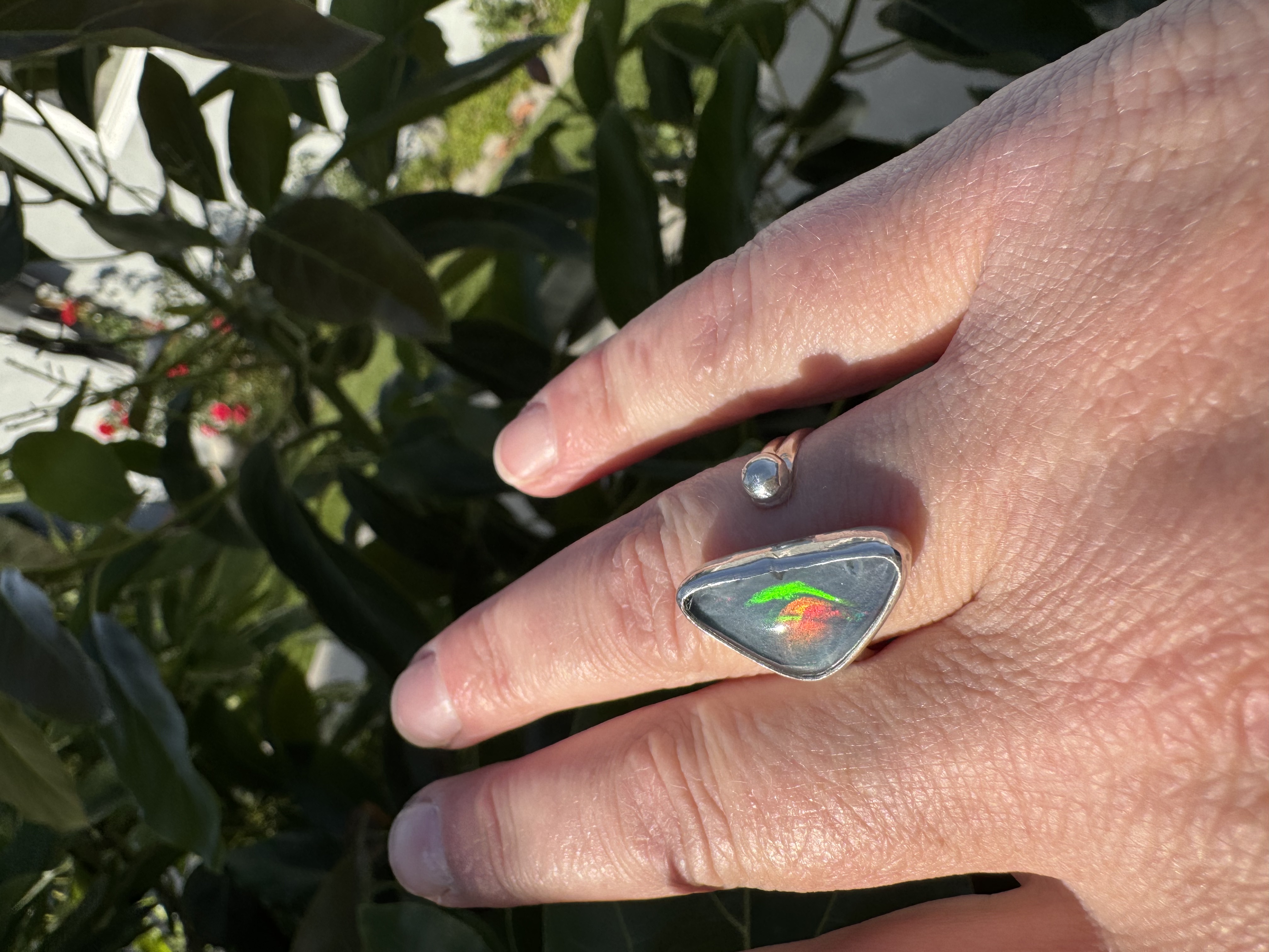 Open band opal ring view 4