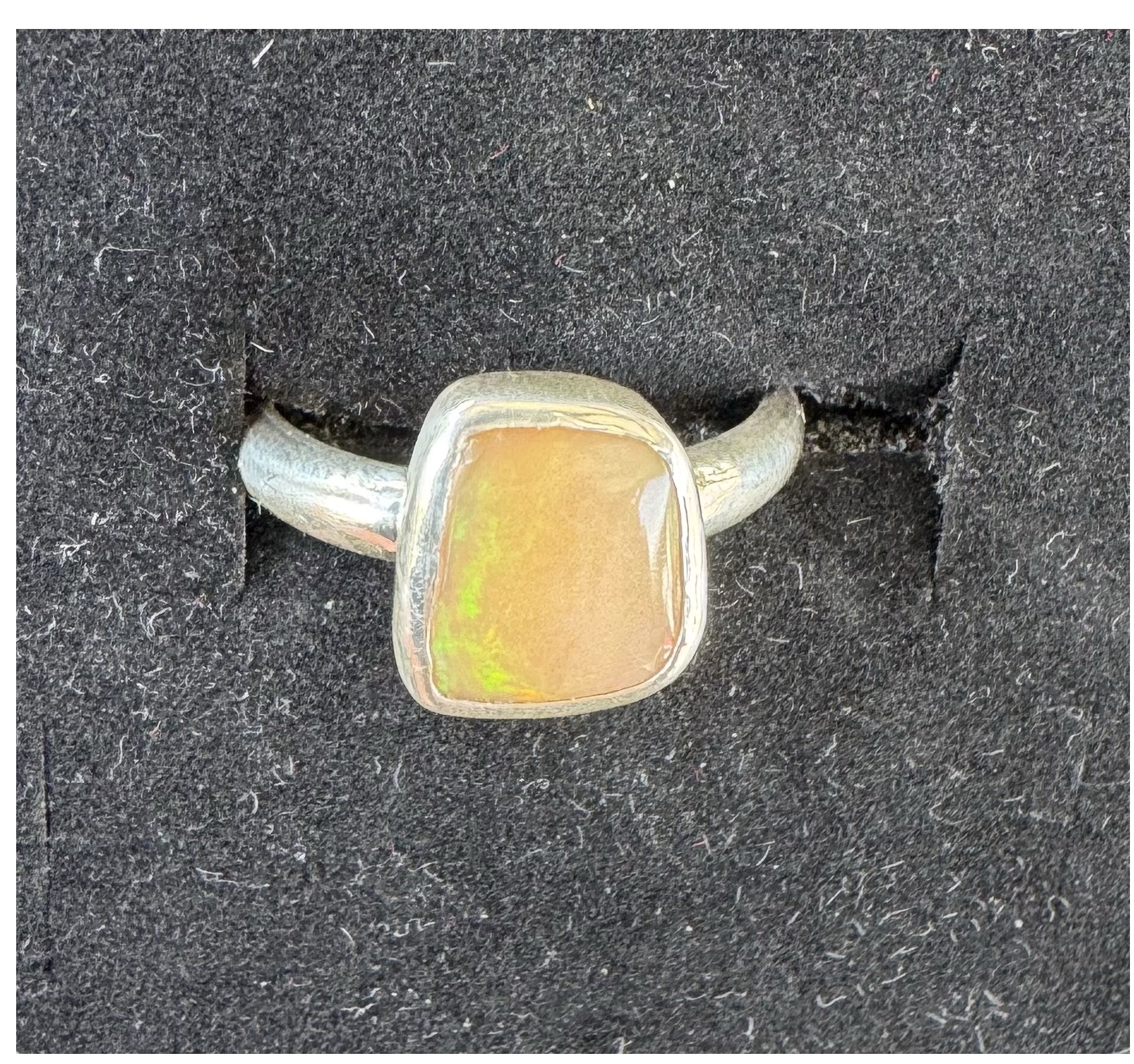 Mexican fire opal ring view 2