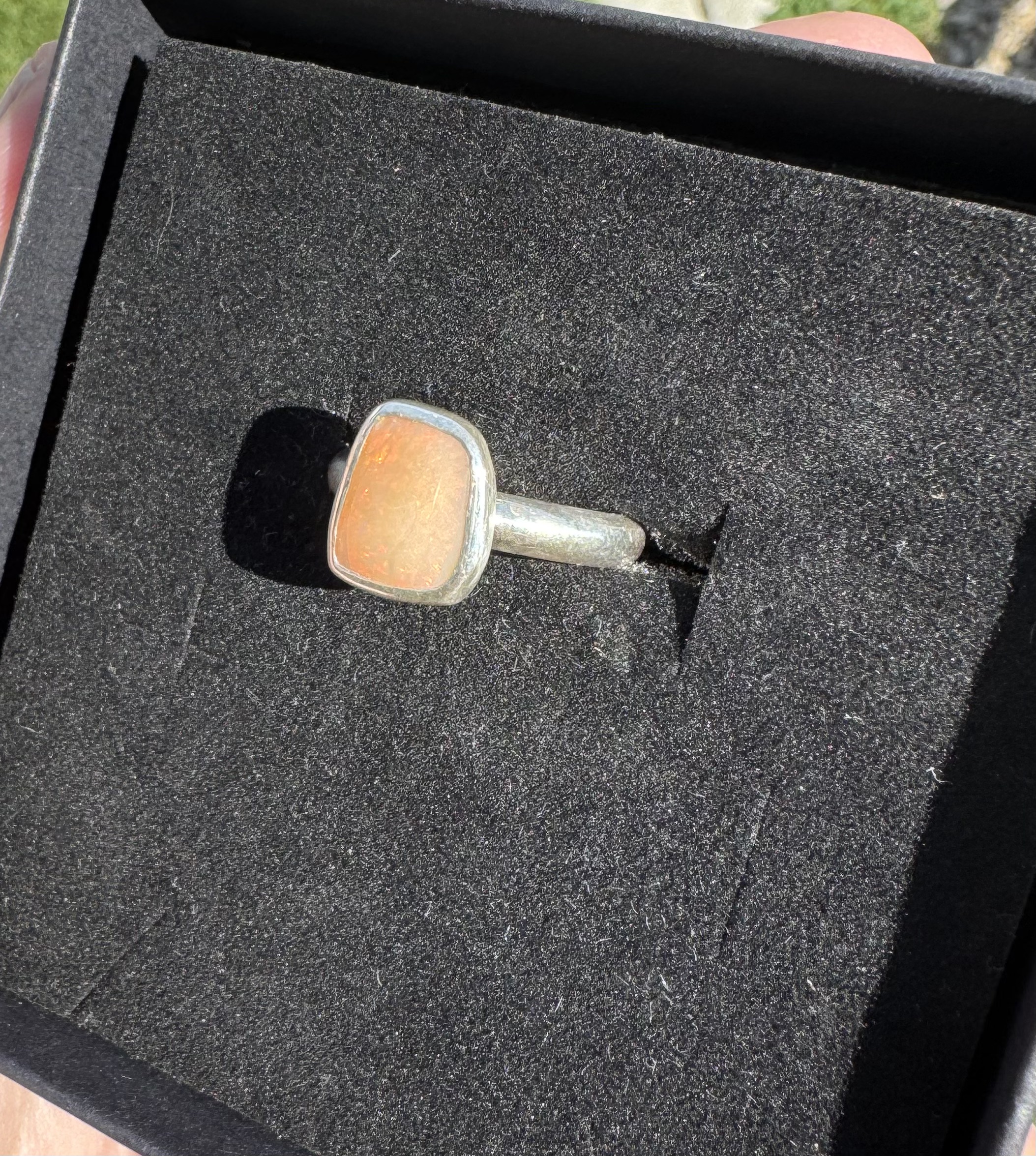 Mexican fire opal ring view 3