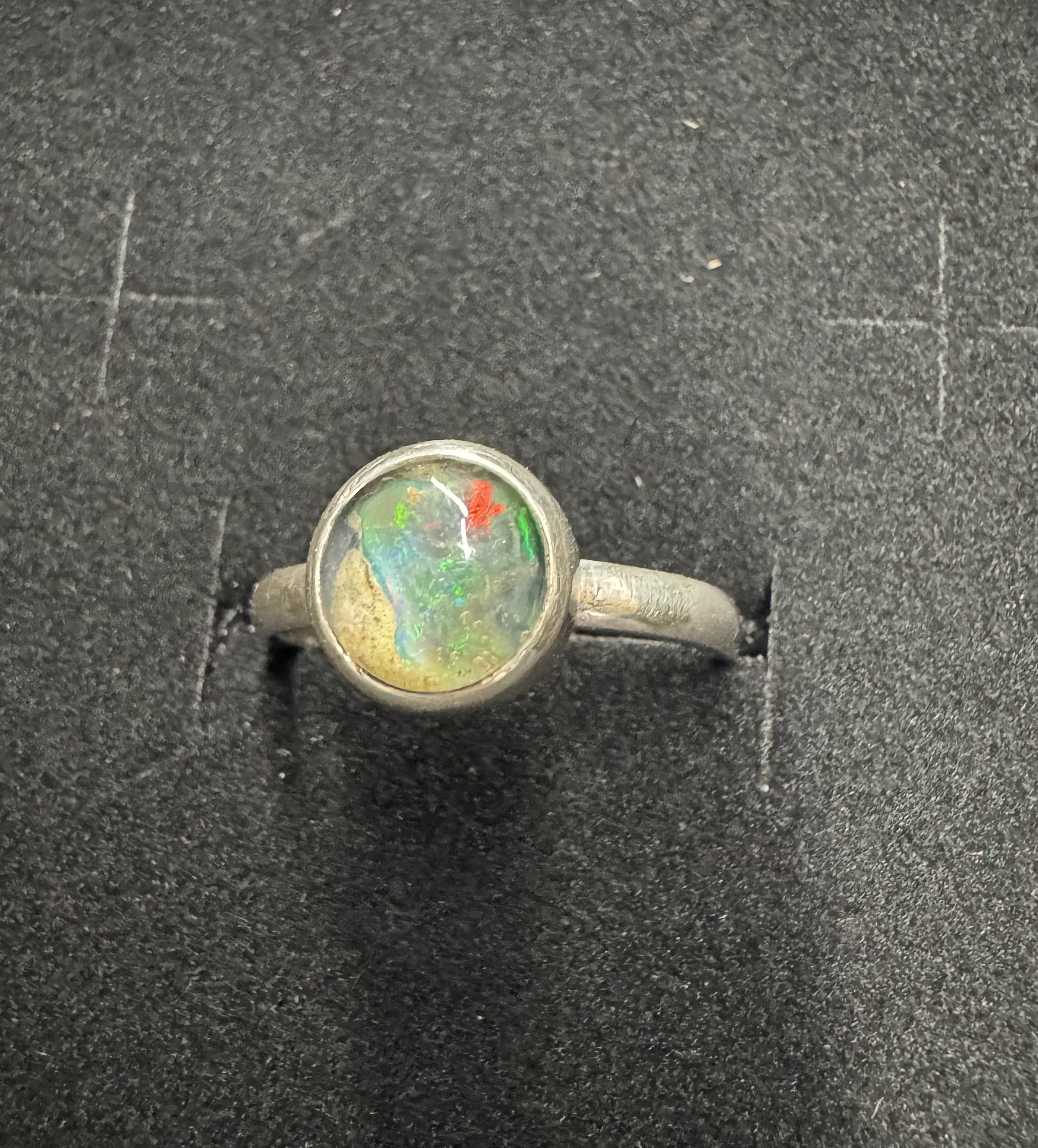 Dainty stacking opal ring view 2