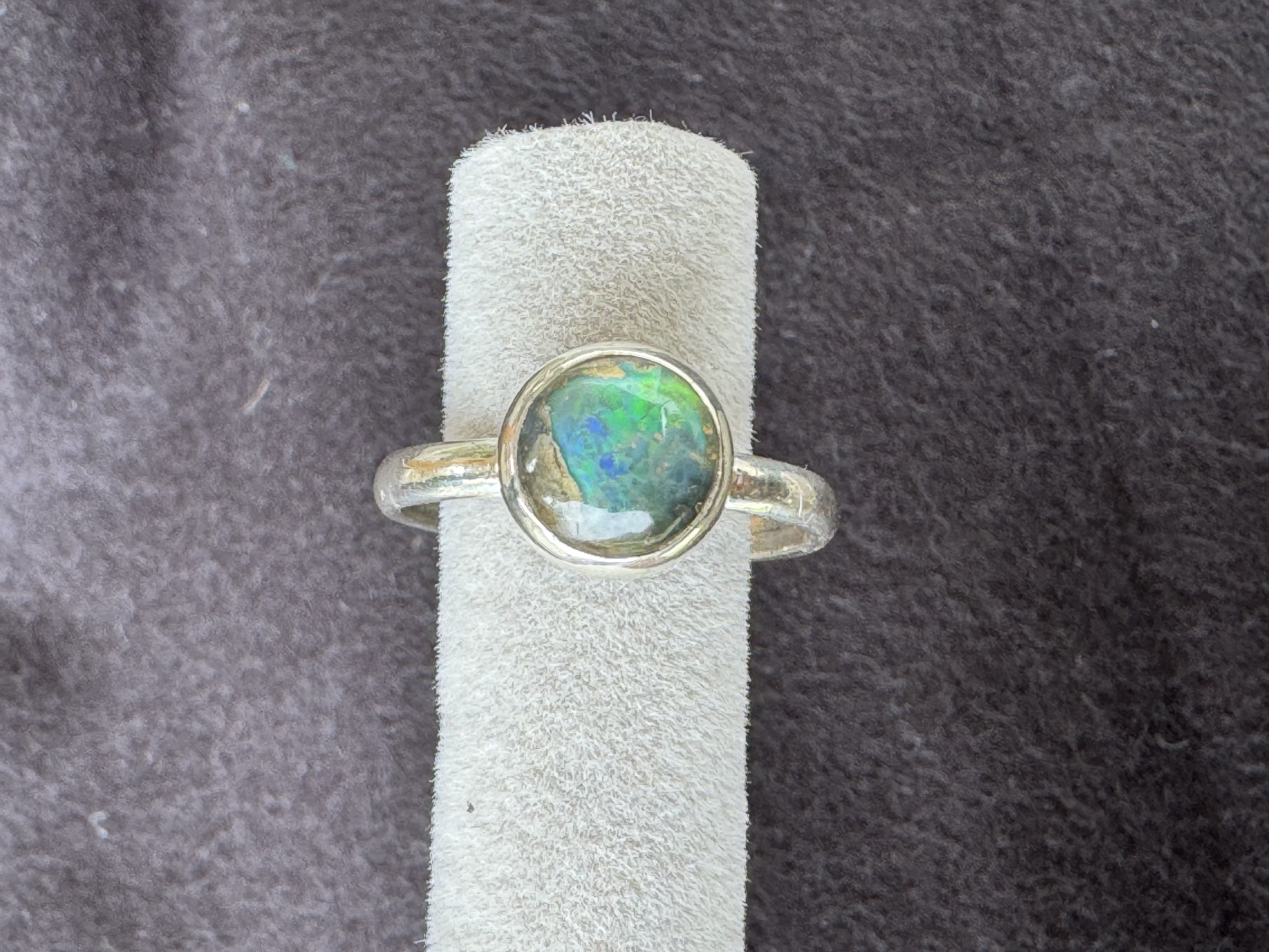 Dainty stacking opal ring view 3