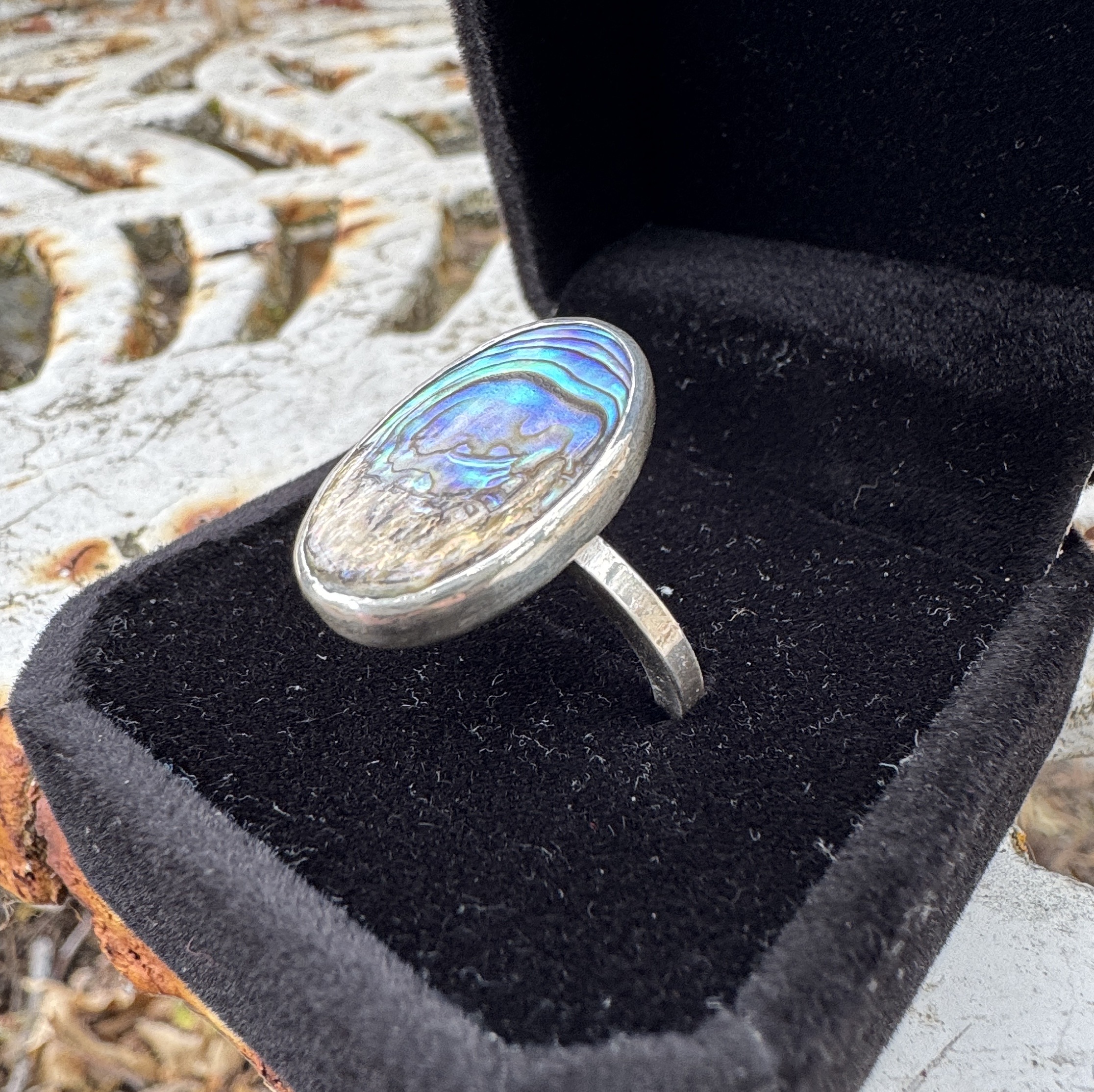 Abalone shell ring view 3