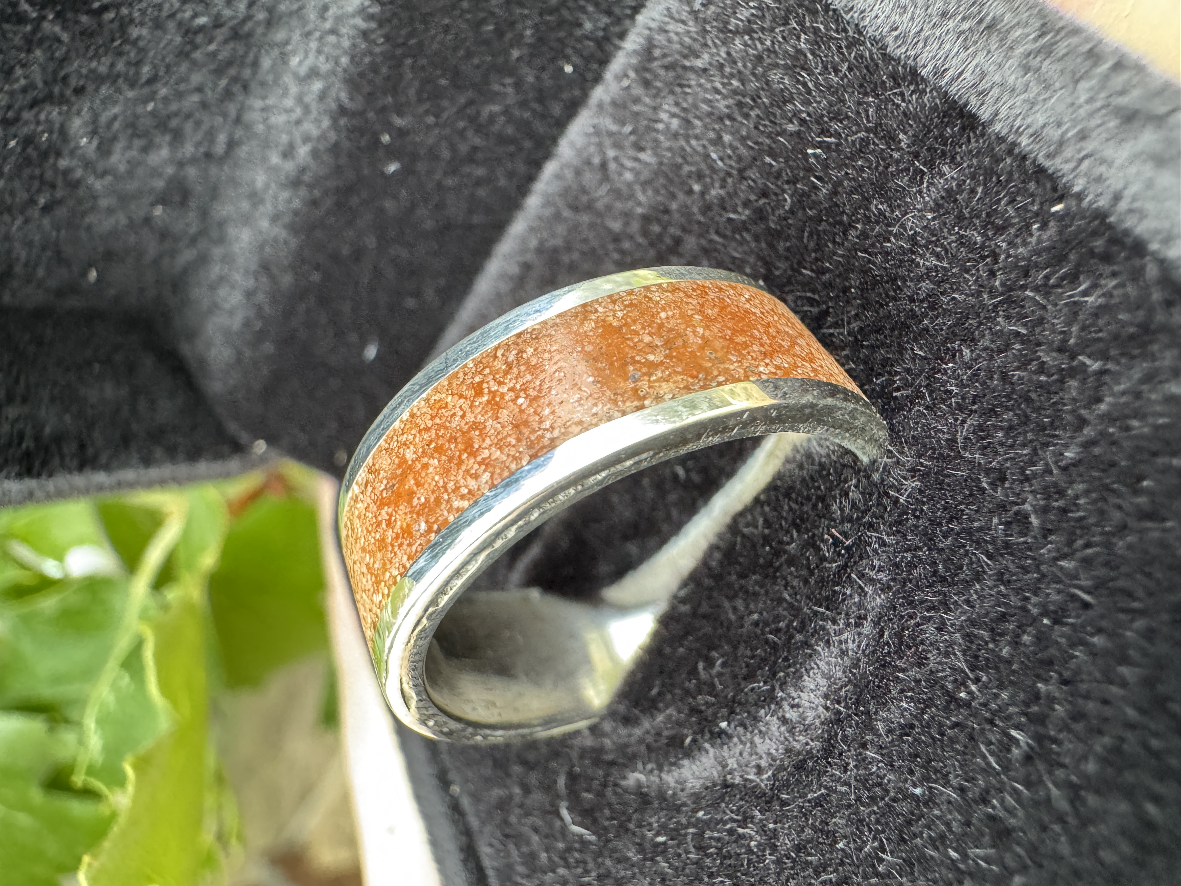 Utah pink sand inlay ring view 3