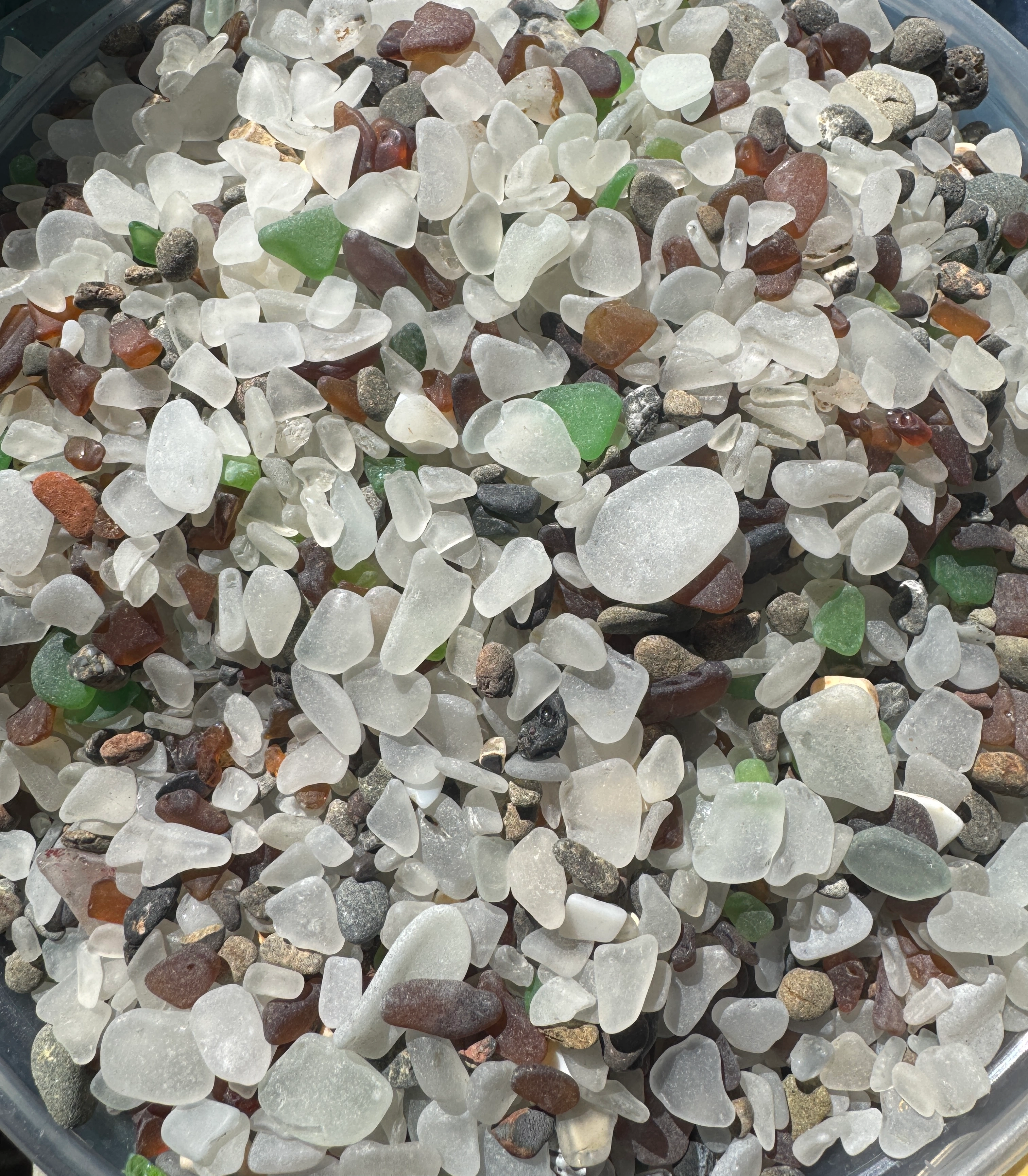 Ocean tumbled seaglass bag