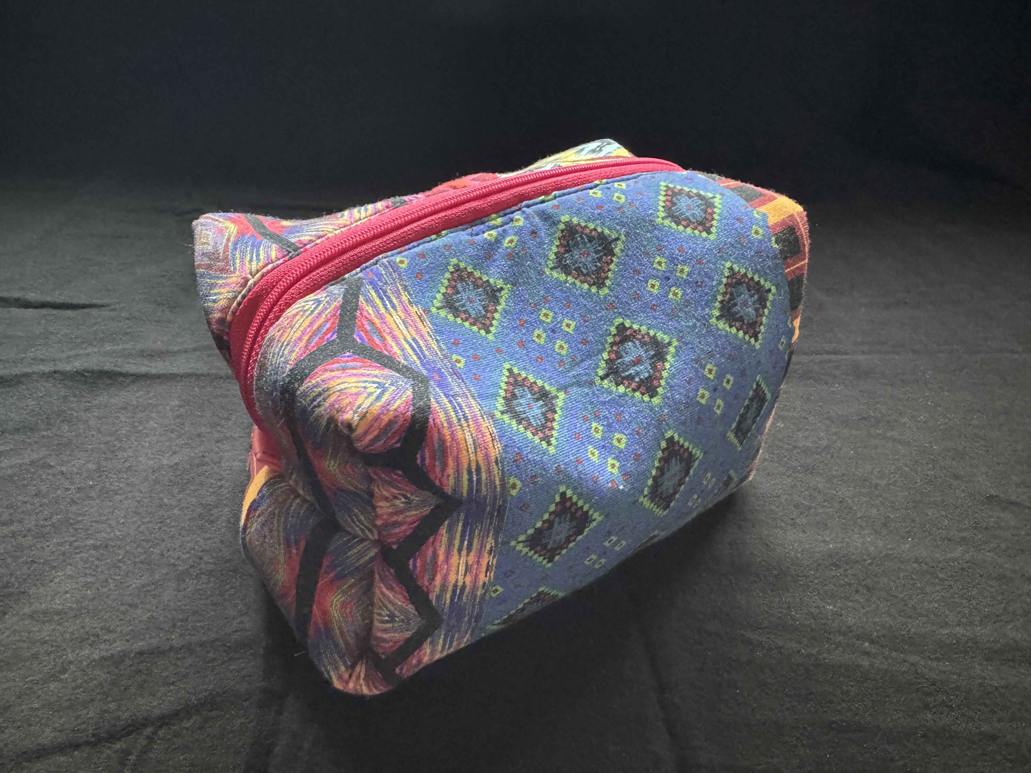 Bright colored artisan makeup travel pouch