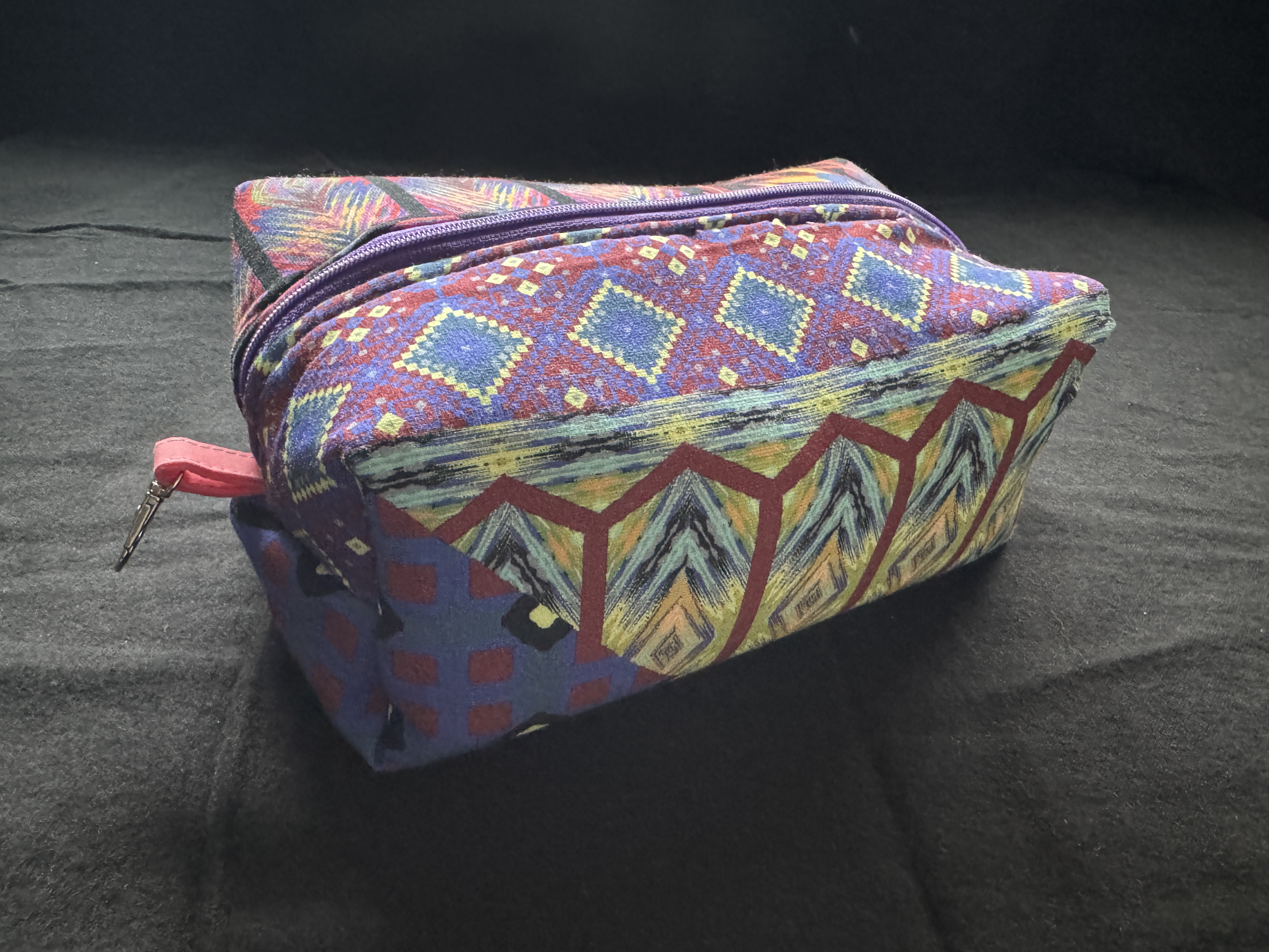 Vibrant soft and bright purple handcrafted quilted makeup bag